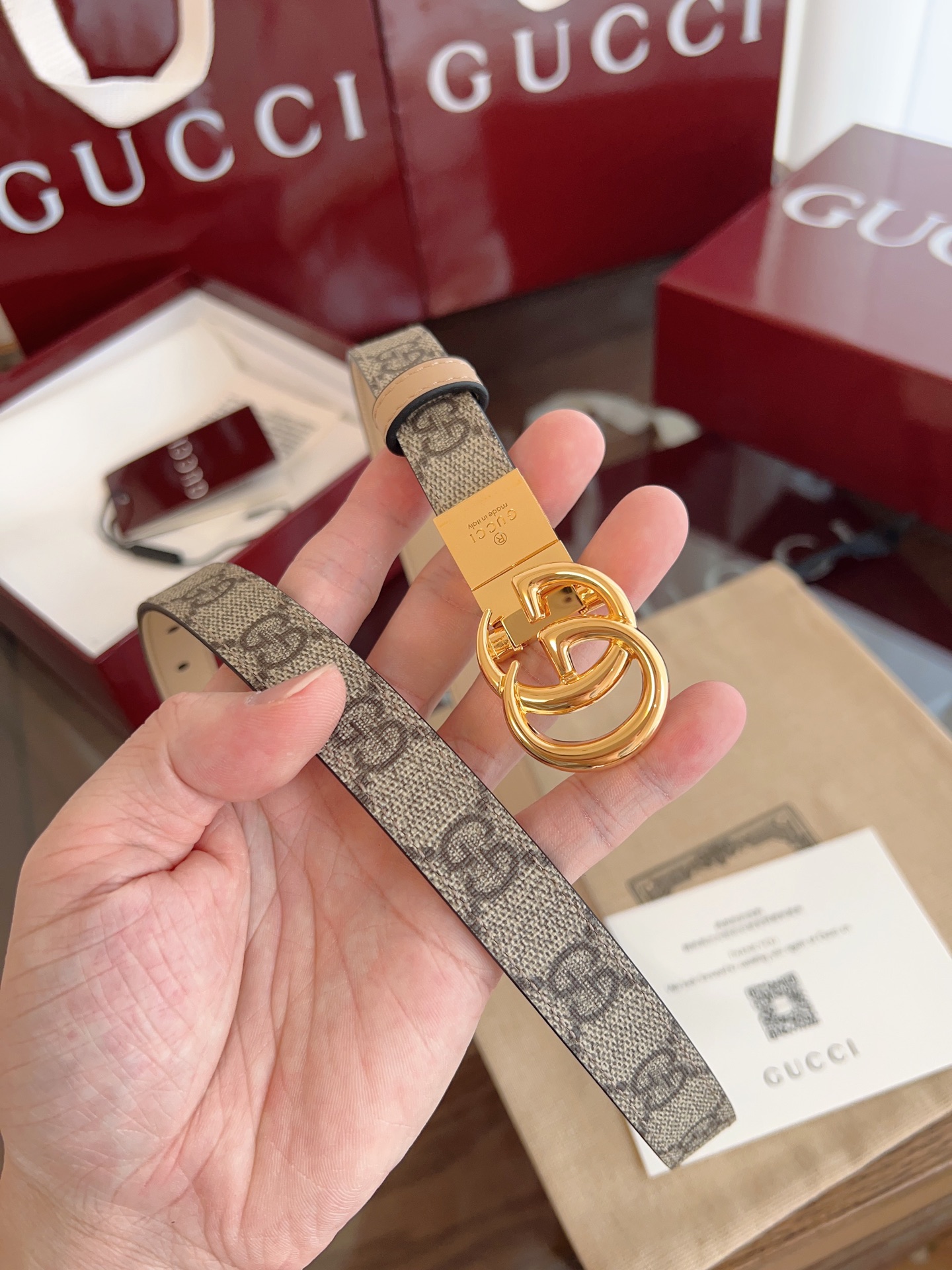 Gucci 2025 new double G buckle leather belt width 2.0cm