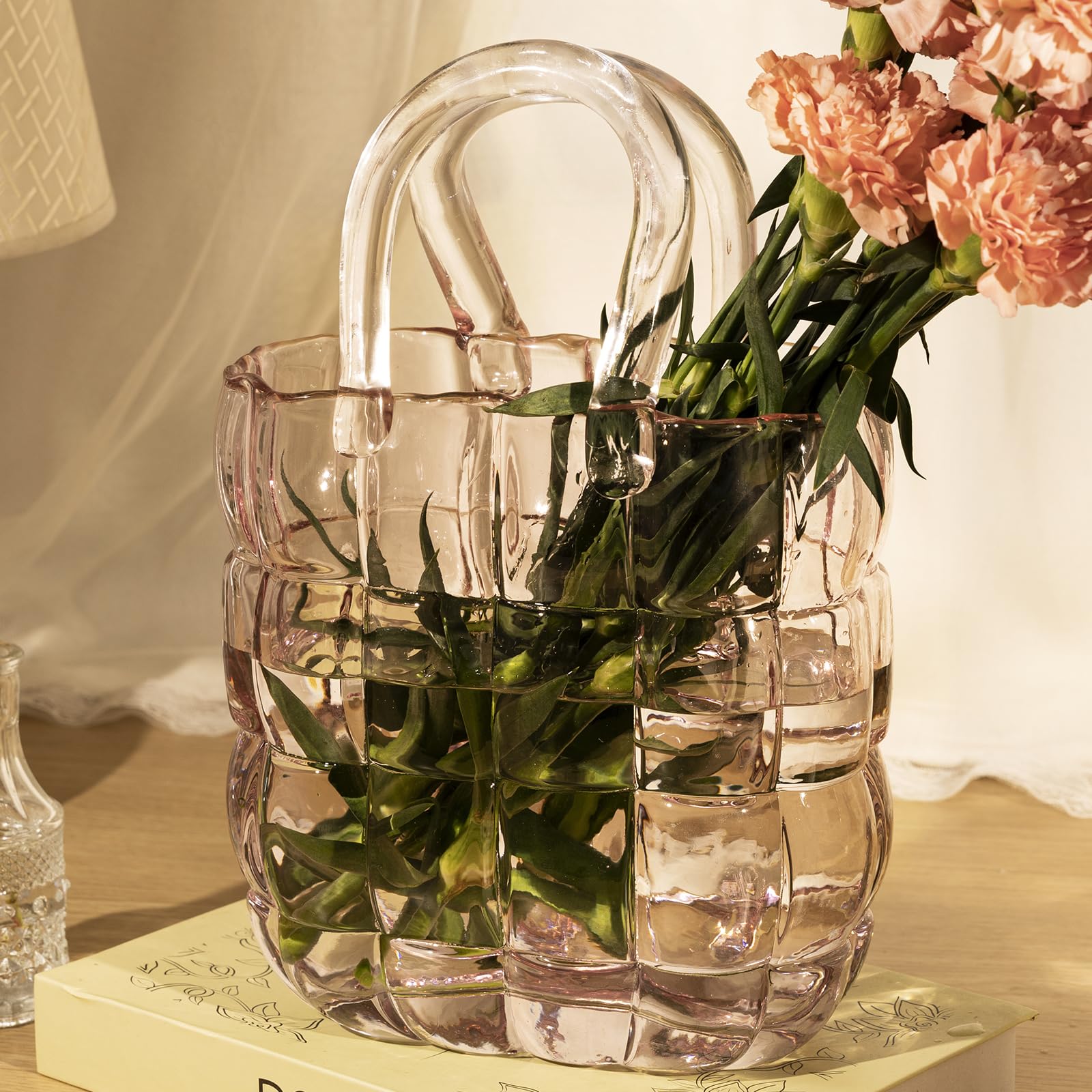 Elegant Handbag Vase for Exquisite Decor, Unique Glass Bag Vase with Fish Bowl Design