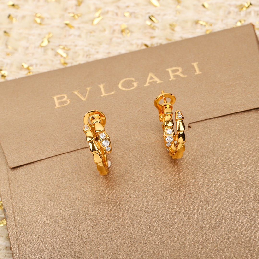 Bulgari snake-shaped diamond earrings