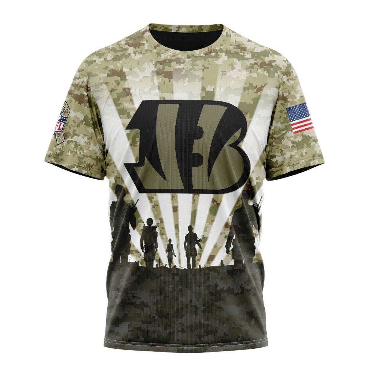 CINCINNATI BENGALS 3D HOODIE HONOR VETERANS