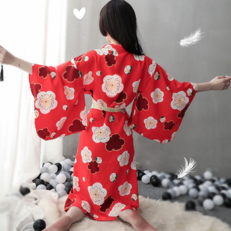 Sakura Print Japanese Kimono Lingerie Nightdress