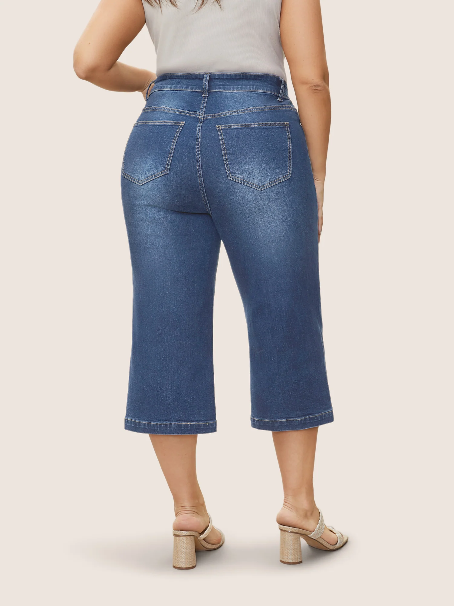 Medium Wash Wide Leg High Stretch Jeans