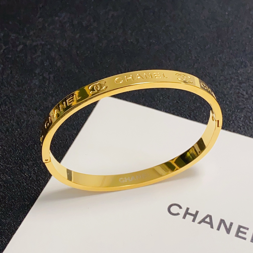Chanel Medium Engraved Letter Bracelet