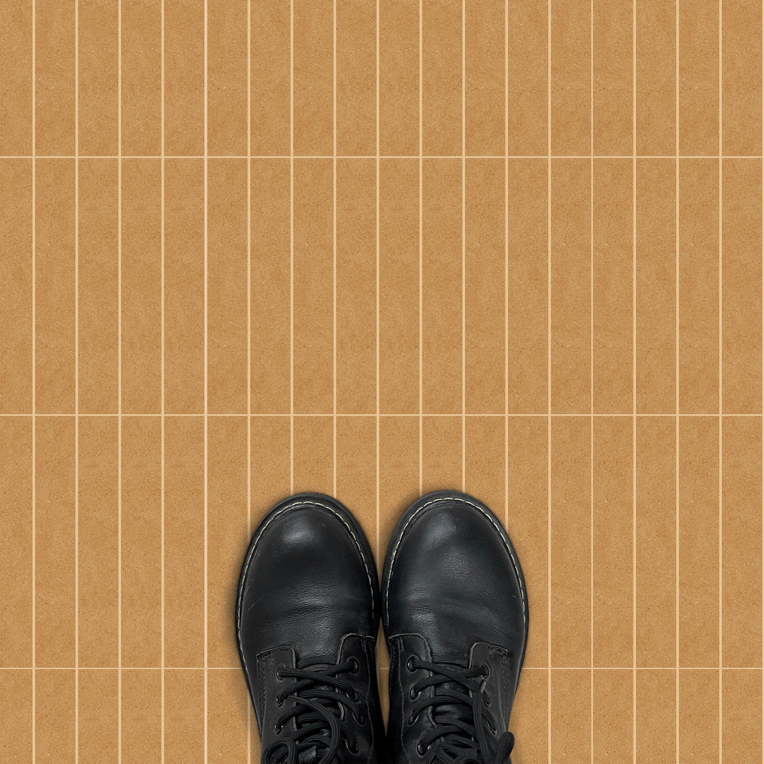 Brown Yellowish Linear Square Peel and Stick Vinyl Floor Tile Sticker