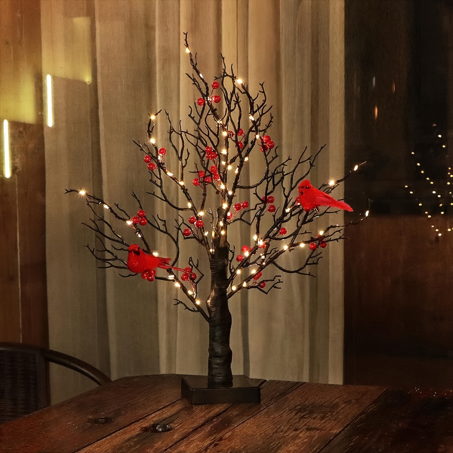 ✨Flash Sale✨Vintage Glowing Tree with Cardinals, Berries