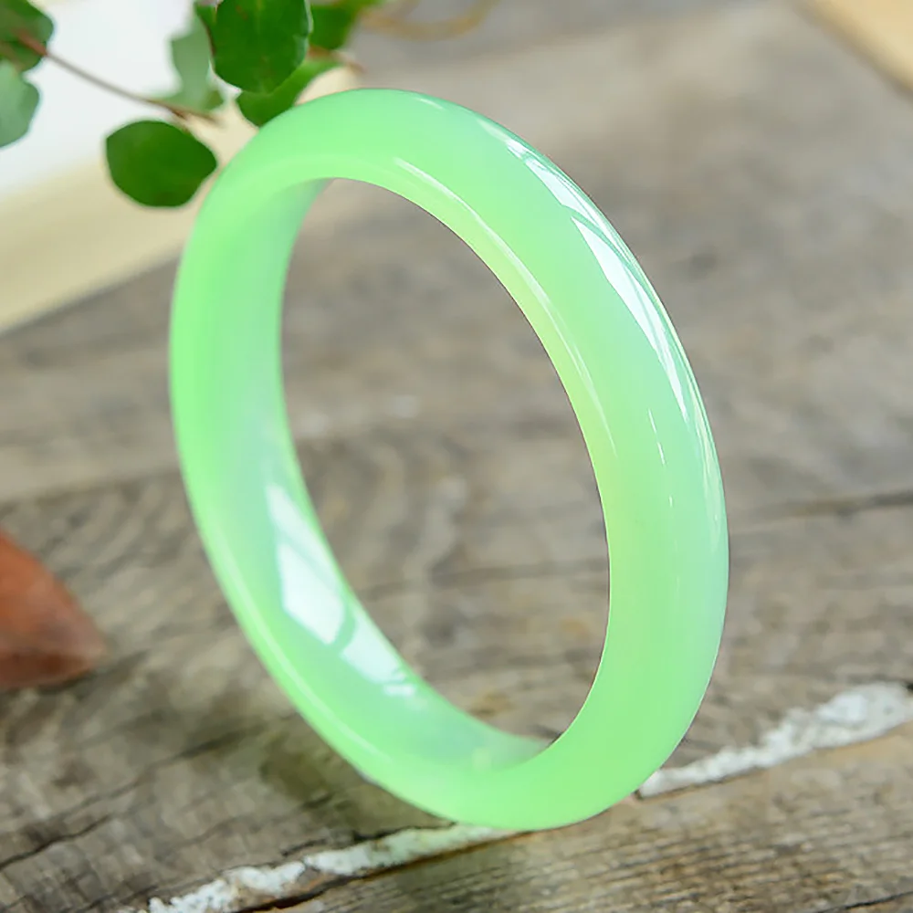 Jade Bracelet Natural Brazilian Green Charm Chalcedony Women's Bangle Luxury Fine Jewelry Accessories Ladies Gift Free Shipping