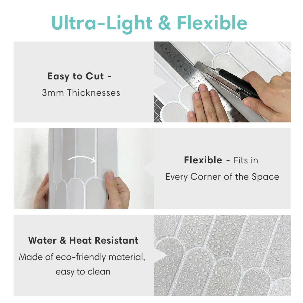 3D Mist Gray Fish Scale Peel and Stick Wall Tile