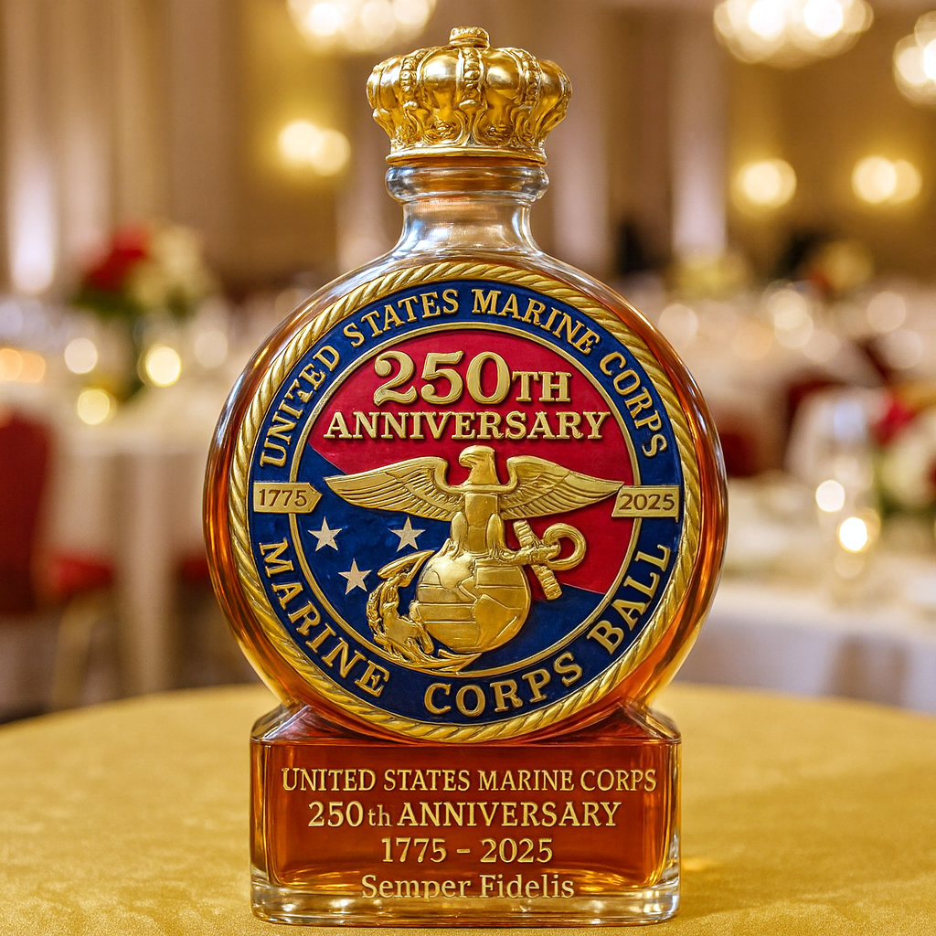 USMC 250th Anniversary Commemorative Whiskey Bottle