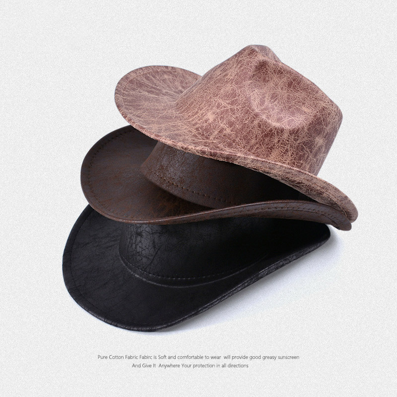 Retro-textured western cowboy hat men's top brim outdoor sun visor jazz hat