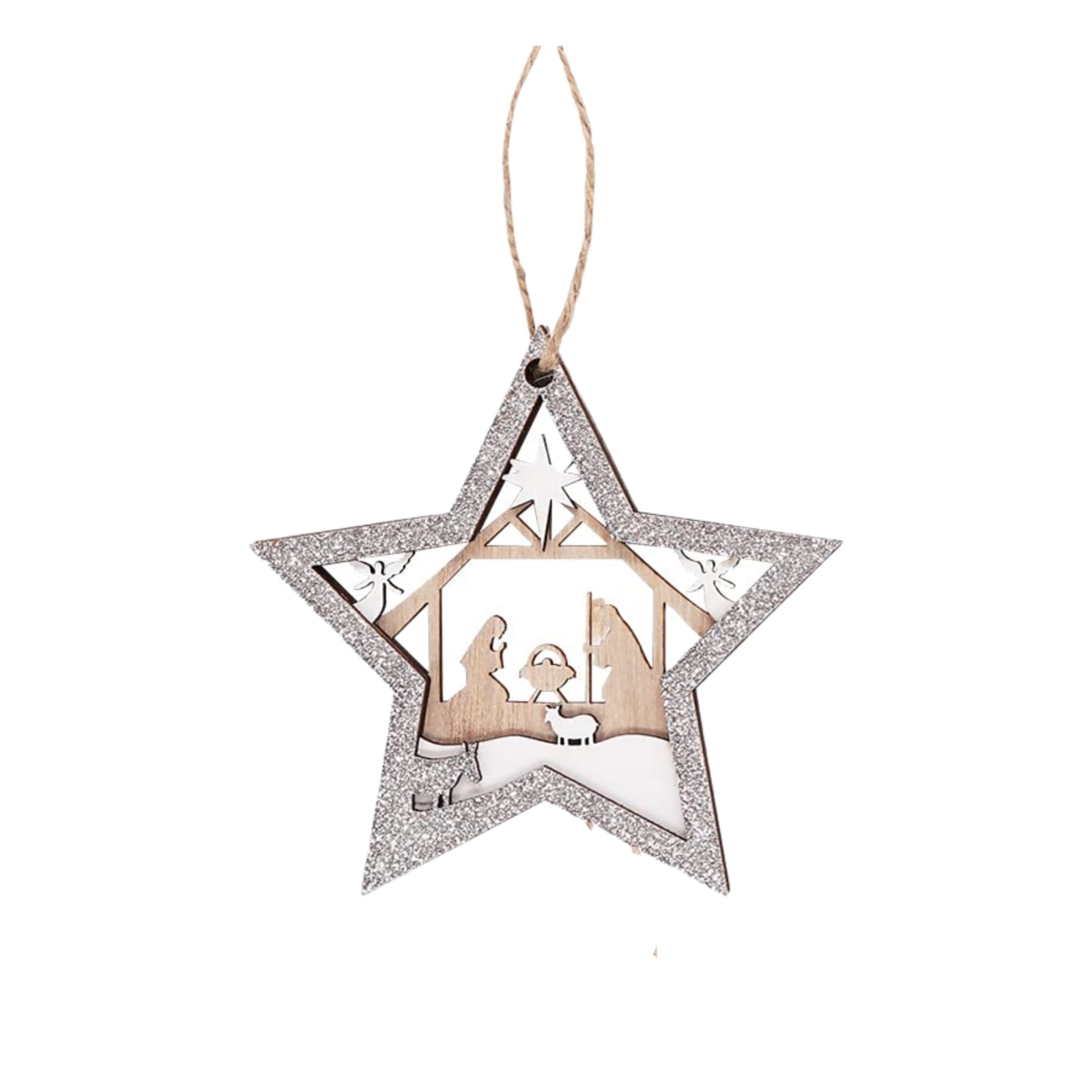 💥ON SALE💥Wooden Carved Nativity Scene - Christian Tree Ornaments🎄