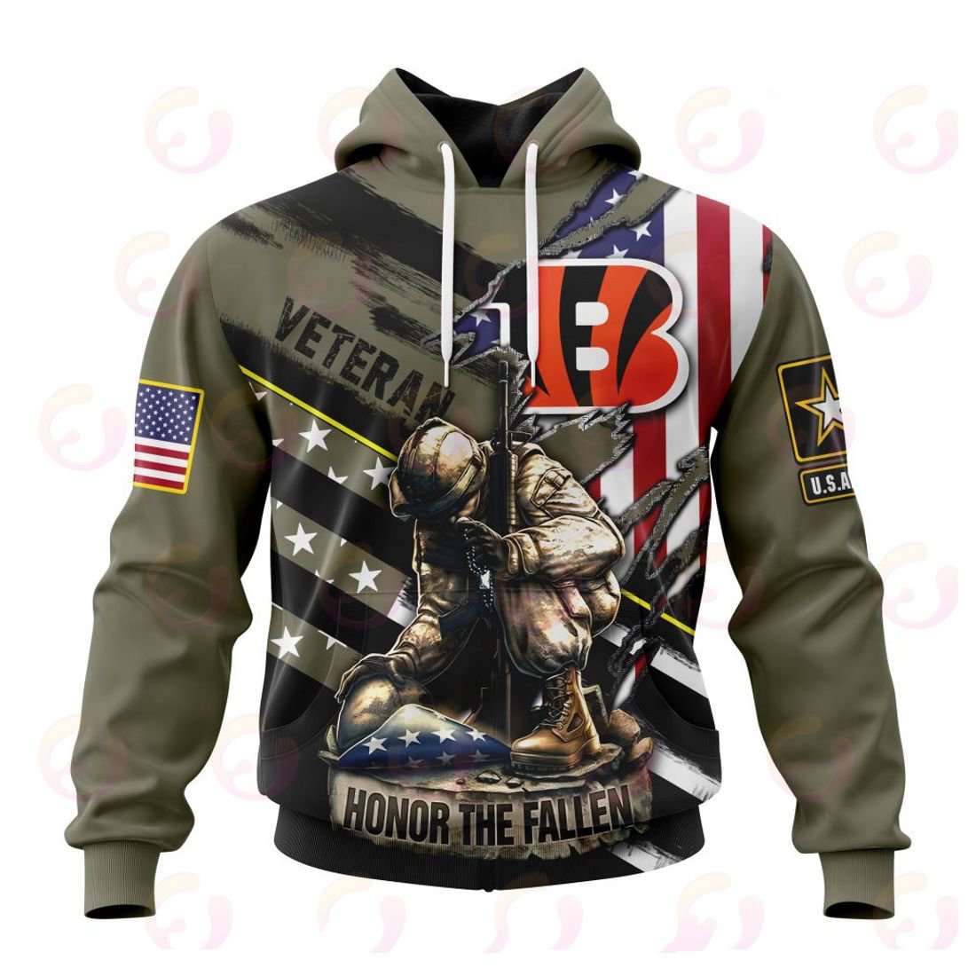 CINCINNATI BENGALS 3D HOODIE VETERANS