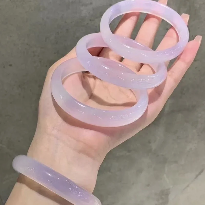 Natural Light Purple Jade For Women Bracelet Purple Crystal Flat Ice Jade Bracelet Fashion Women's Jewelry Mother's Day Gift