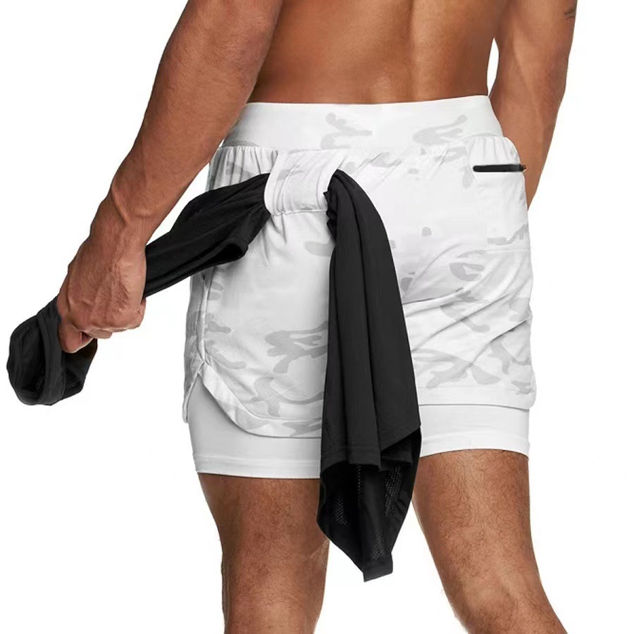 Summer sports shorts men's double-layer quick-drying breathable squat jogging casual pants basketball pants