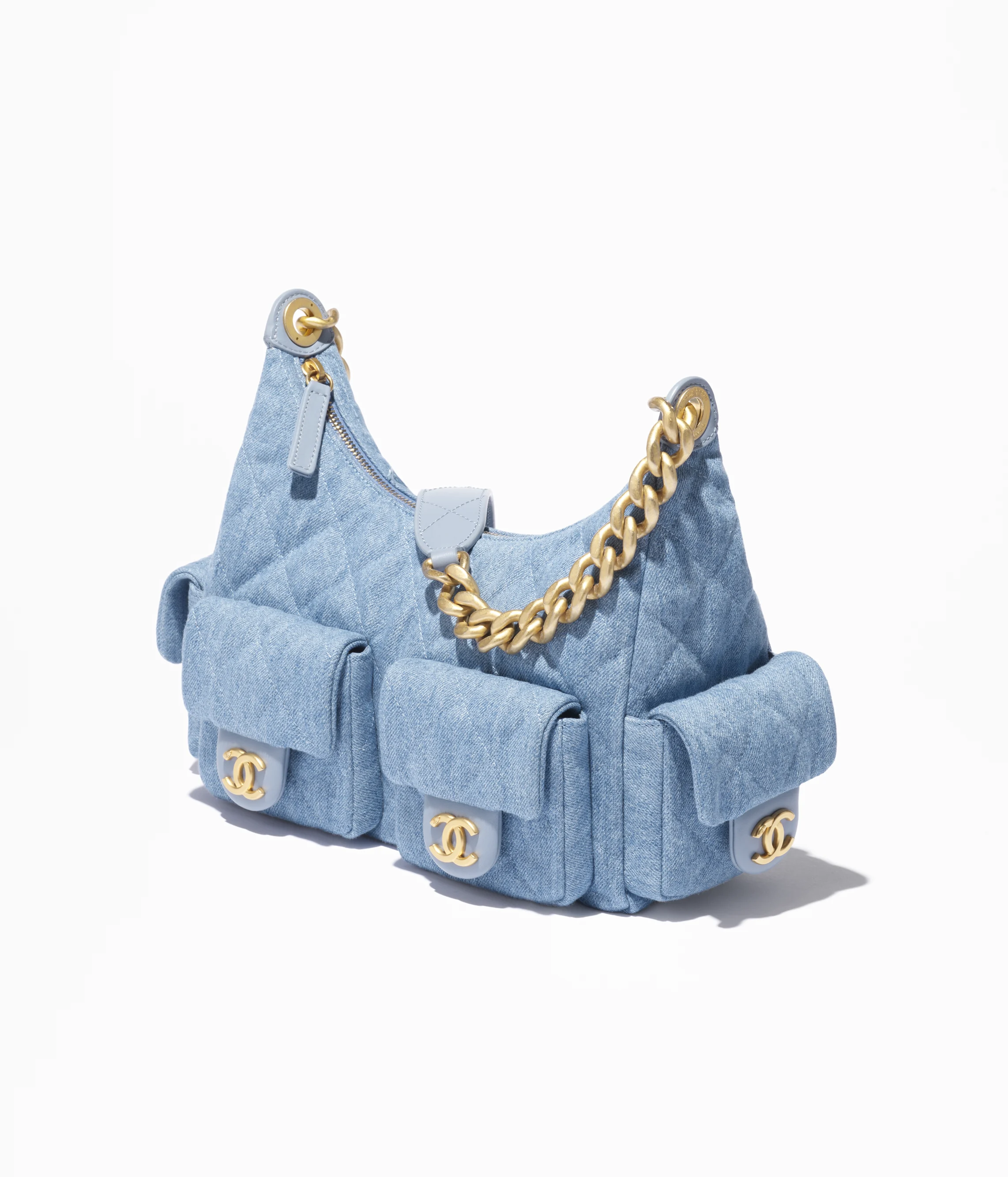 Chanel Large Hobo Bag Washed Denim & Gold-Tone Metal Blue AS5339-B19251-NG353