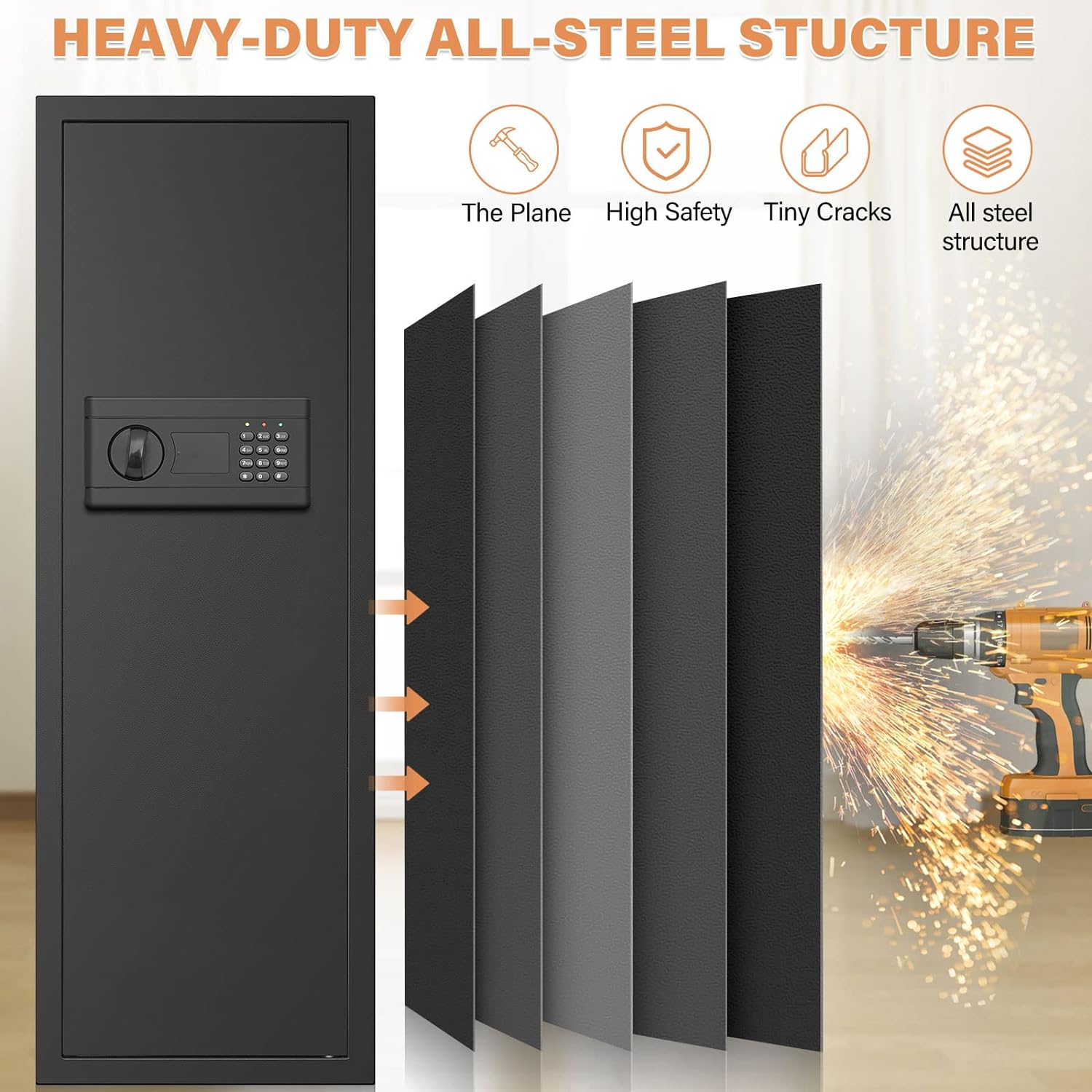 Tiskgg 43.3-inch Tall Fireproof Wall Safes Between the Studs