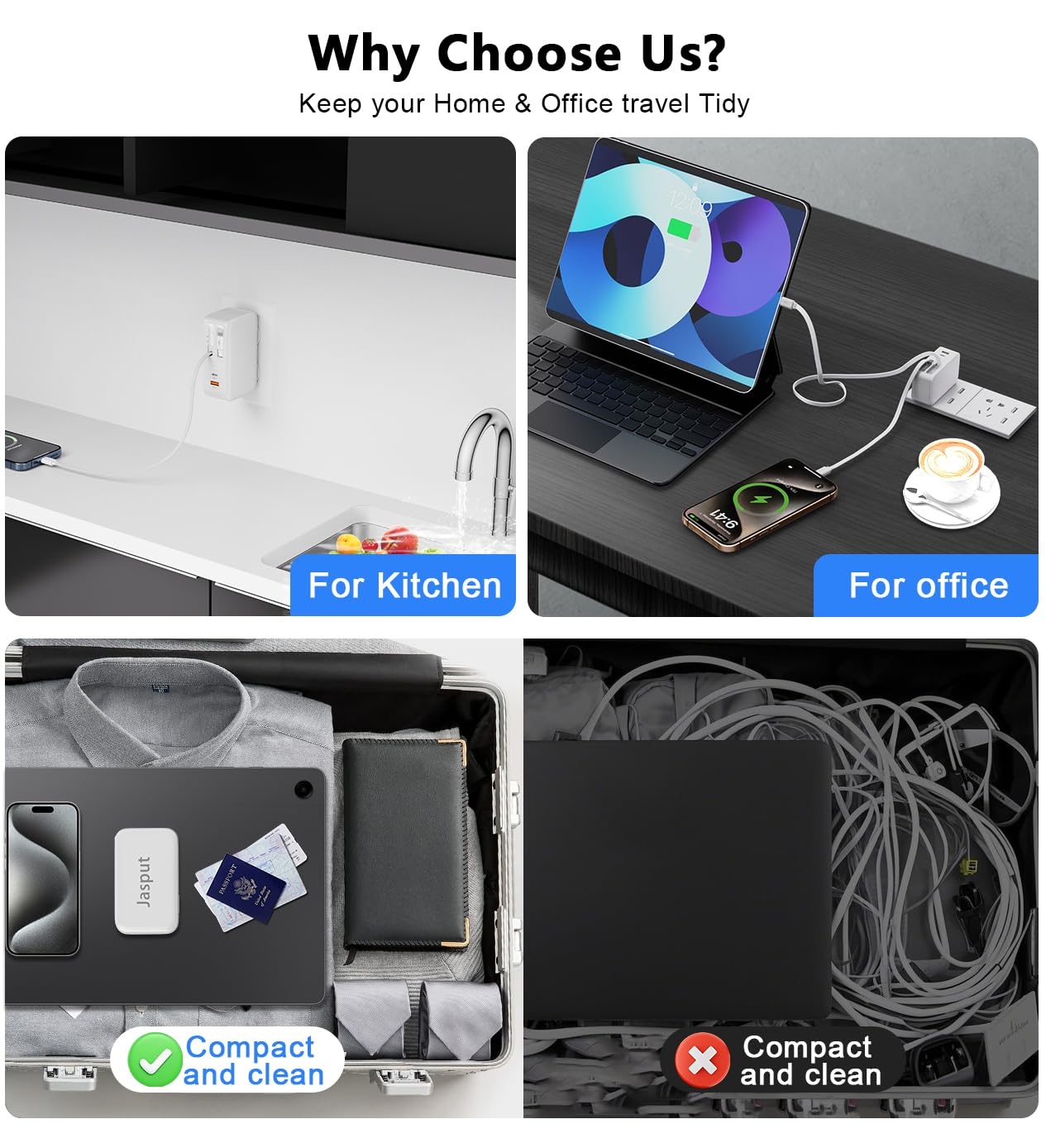 🔥2025 Upgraded🔥4 in 1 Retractable Wall Charger with Dual Cables