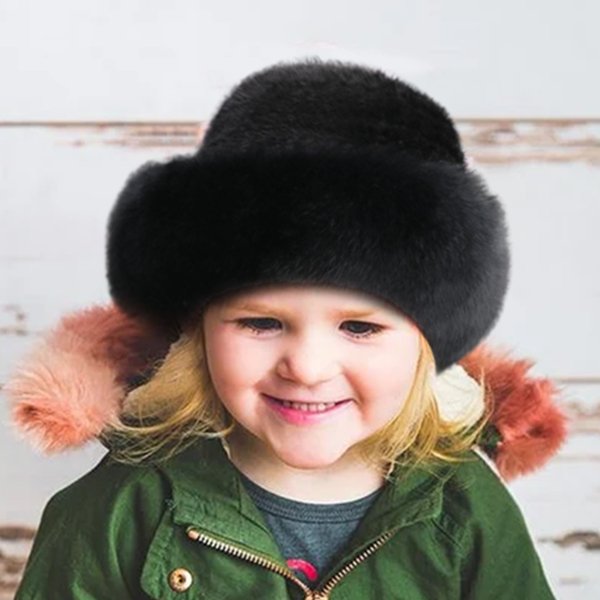 Fashion sweet and cute mink fox fur braided real hair warm thick fisherman hat basin hat