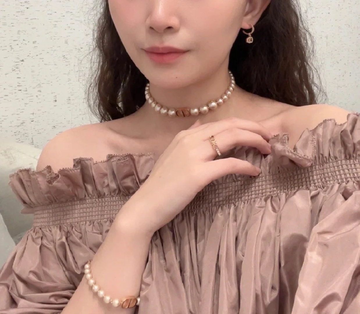 Dior Bee Pink Pearl Necklace
