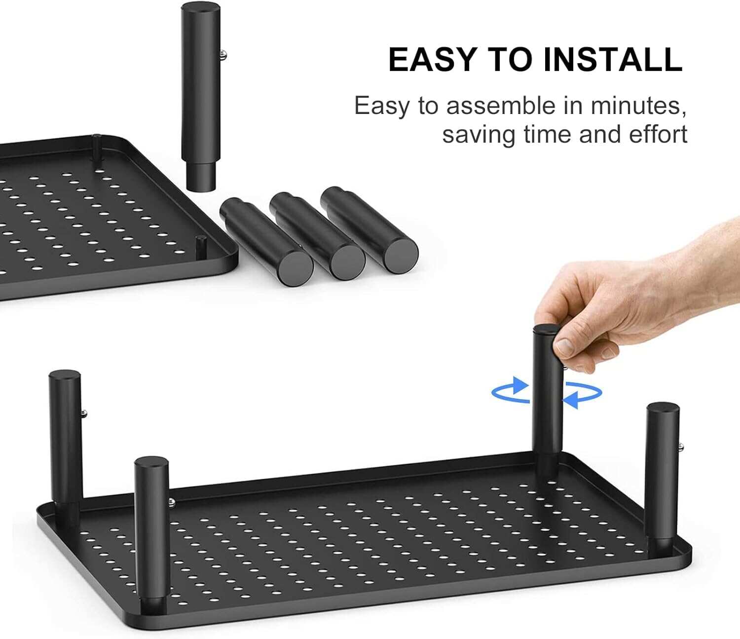 Computer Monitor Stand Riser,Monitor Riser for Laptop, Printer, Notebook and All Flat Screen TV Display with Vented Platform,3 Height Adjustable Laptop Riser,1 Pack,Black(MST003)