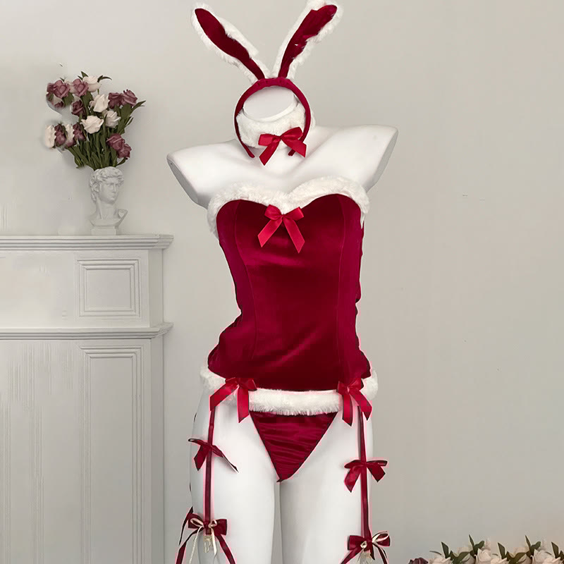 Bunny Ears Bow Lingerie Dress Set