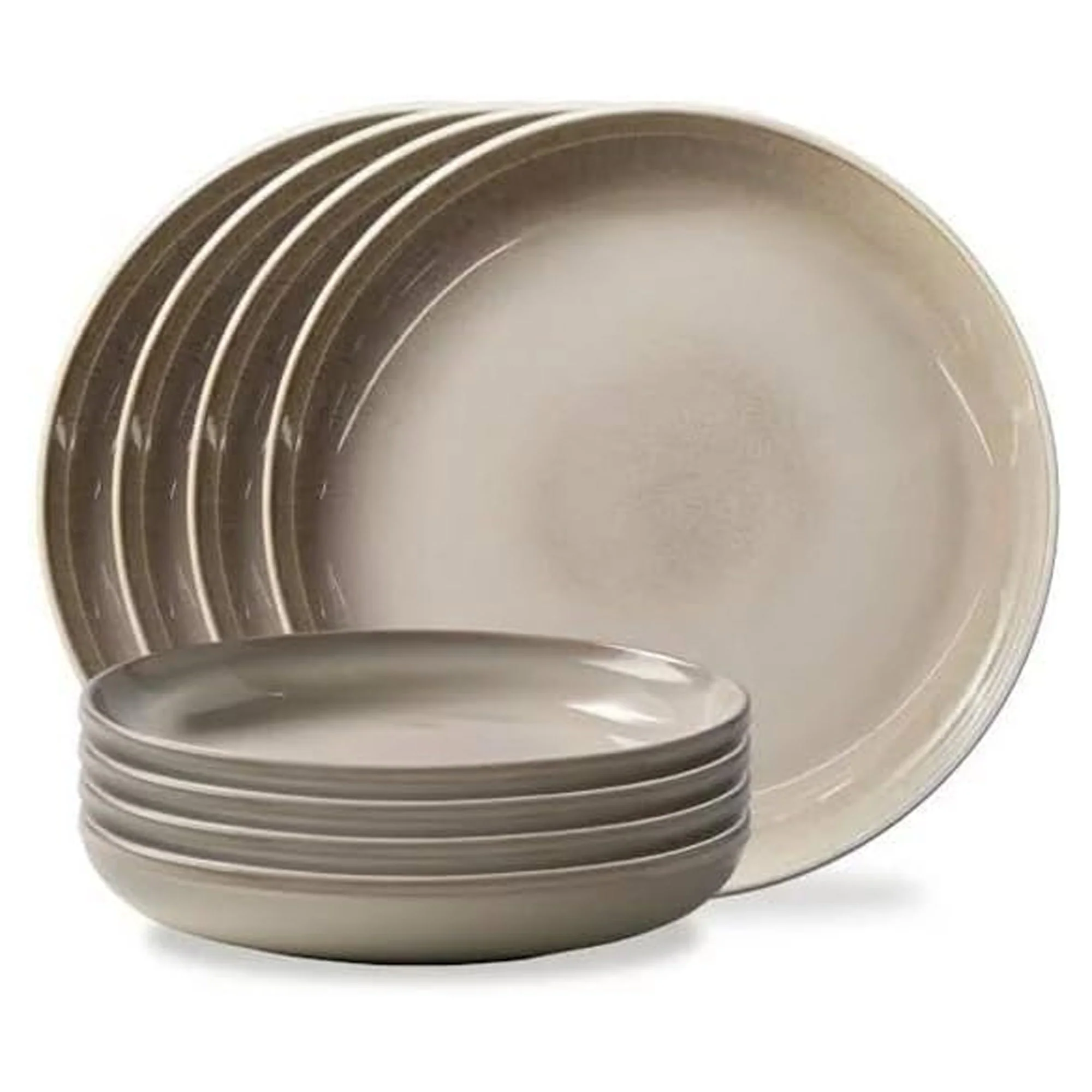 Corelle Stoneware 8 Piece Dinnerware Set, Reactive Glazes, Dining Plate Set, Oatmeal