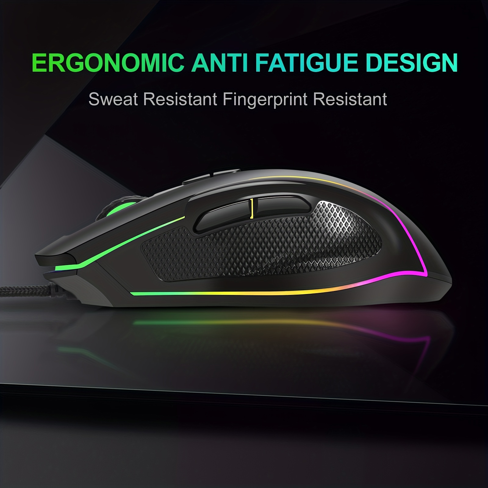 Wired USB Gaming Mouse  LED Color Luminescence Gaming Mouse 6400dpi Ergonomic Optical Big Mouse 7 Buttons Gaming Mice For Computer Laptop, Gift For Men, Women, Girlfriend, Boyfriend, Friend, Birthday