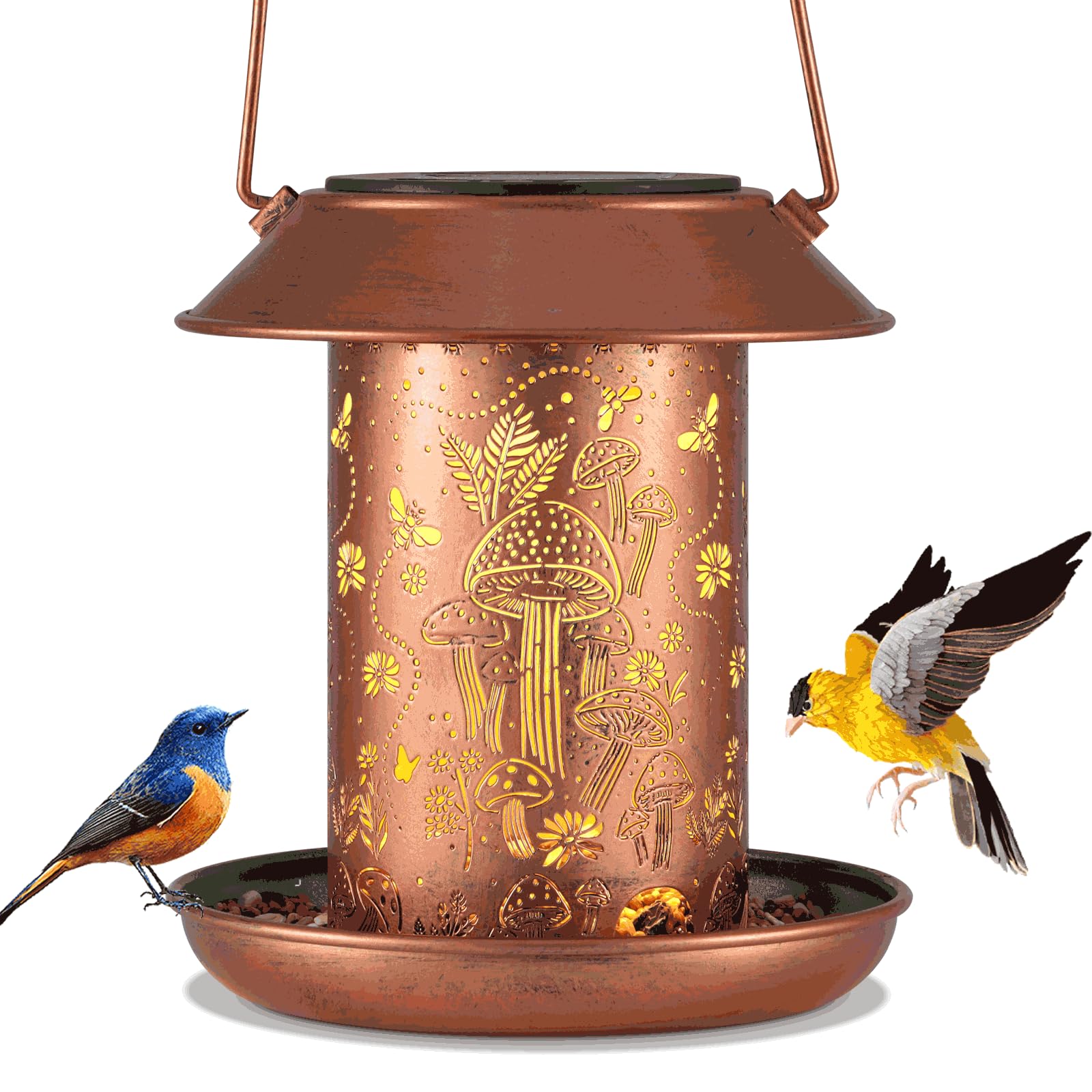 Solar Bird Feeders for Outdoors Metal Lanterns Outdoor Waterproof Hanging Garden Decor