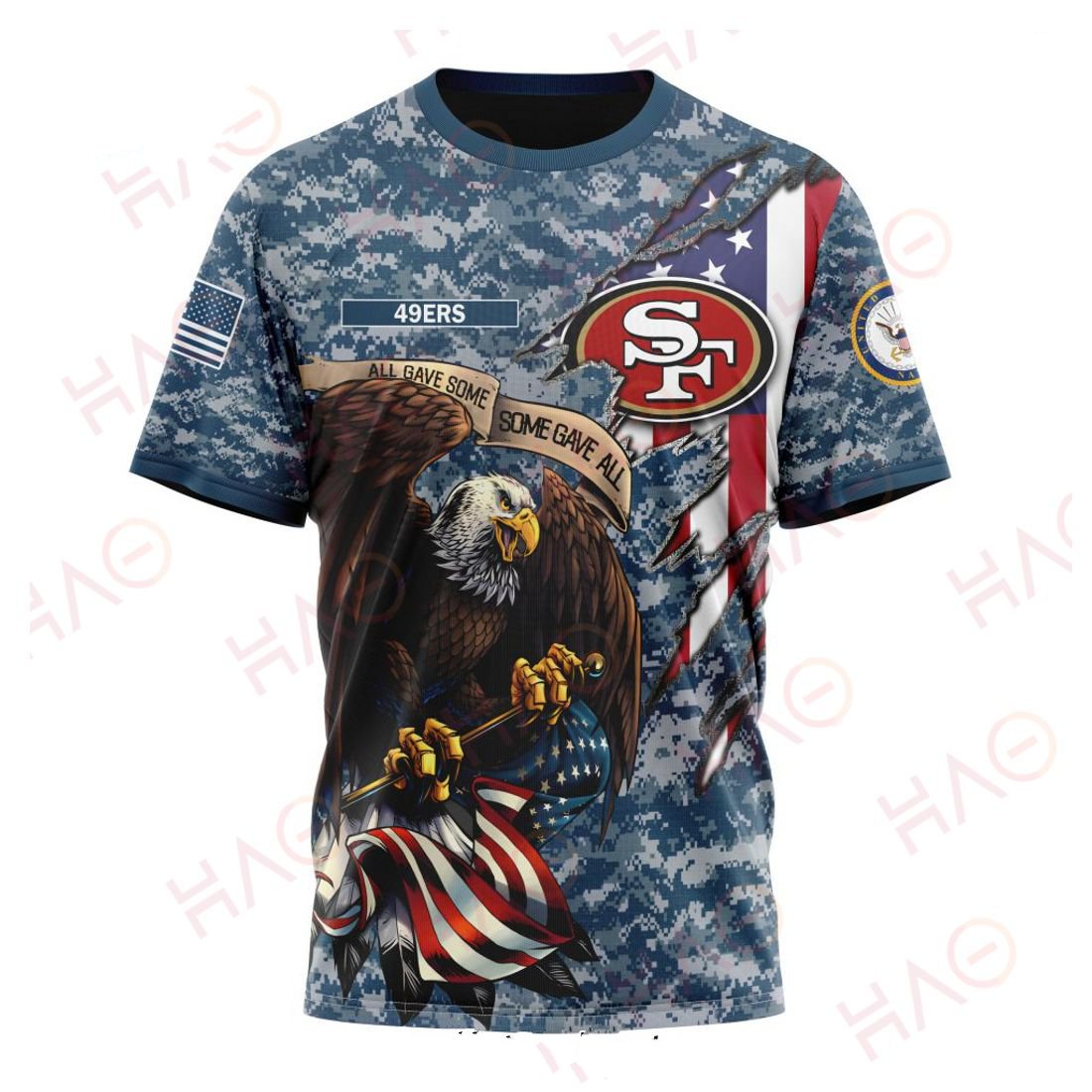 SAN FRANCISCO 49ERS 3D HOODIE US NAVY VETERANS