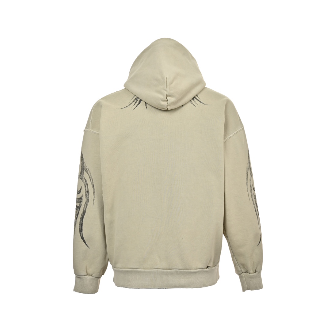Balenciaga 24Fw hoop embroidery totem distressed zipper hooded jacket
