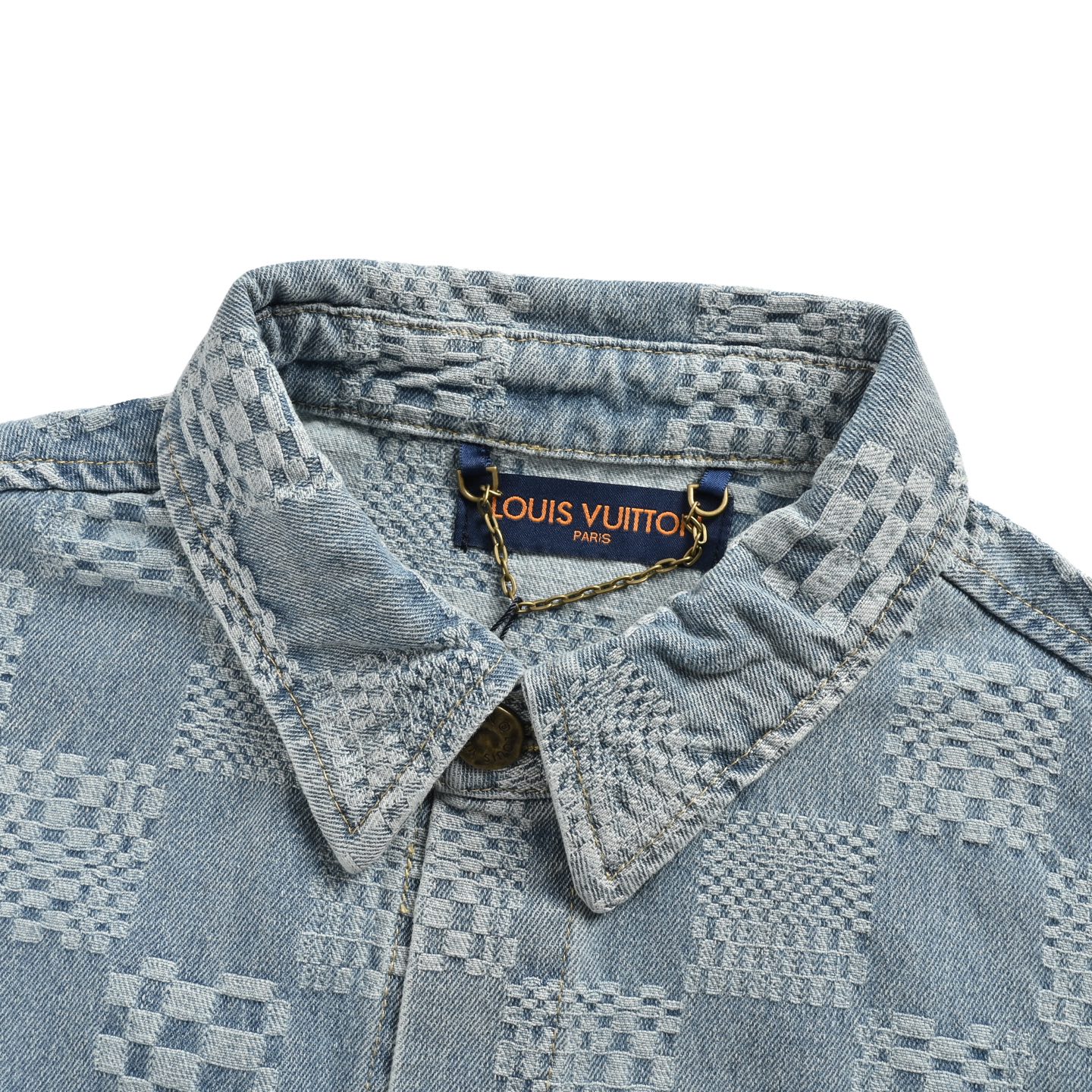 Louis Vuitton 25ss Checkerboard Jacquard Denim Short Sleeve Shirt
