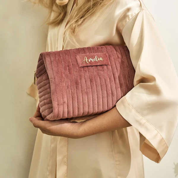 Handmade Personalized Velvet Cosmetic Bag (With Built-In Water Resistance)