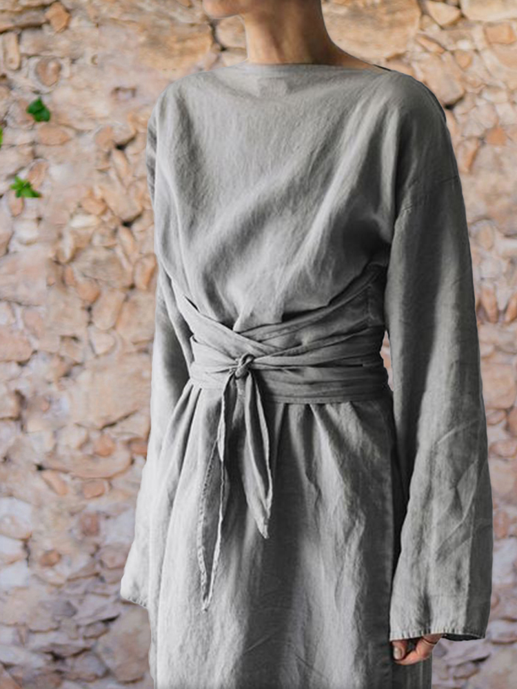 Oversize Tied Side Slit Maxi Dress