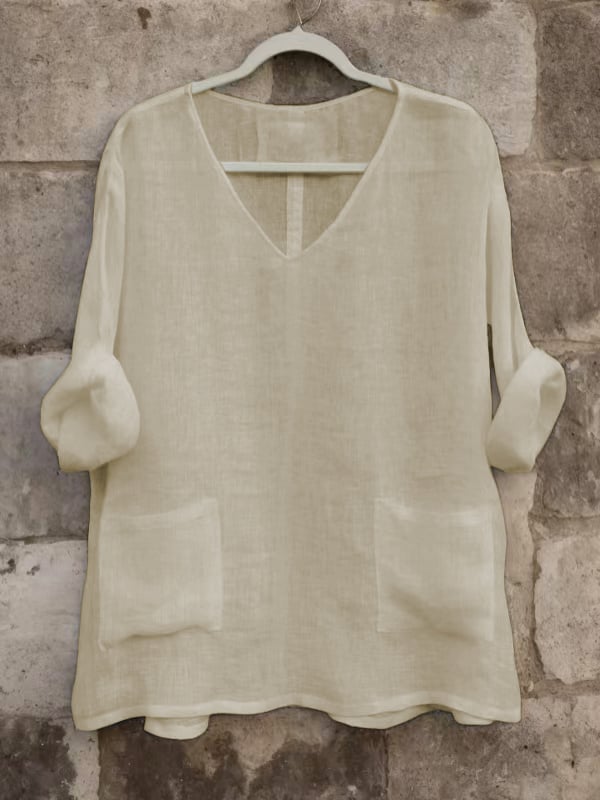 Women's Casual Solid Color V-Neck Multicolor Shirt Tops