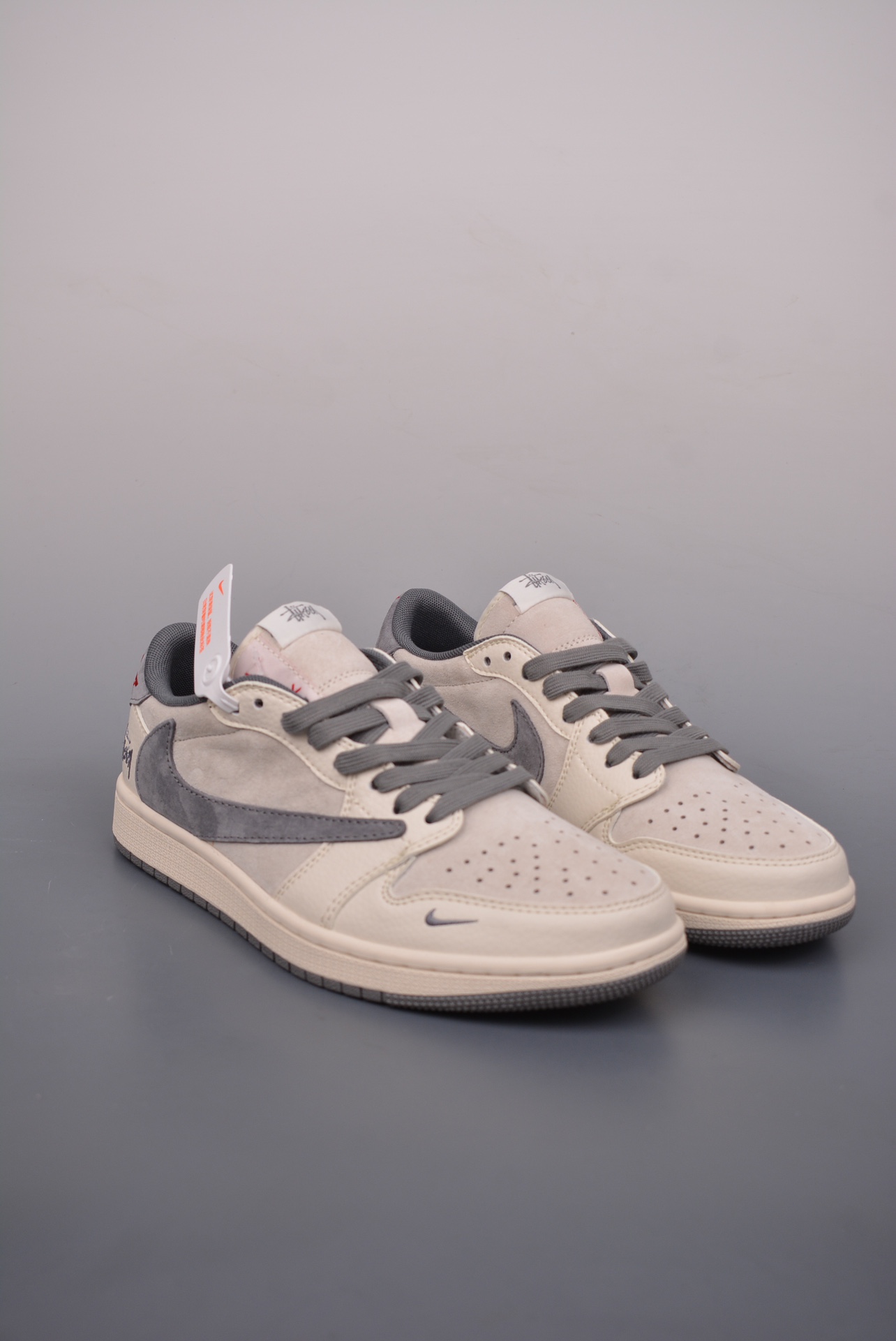 Stussy x Travis Scott x Nike Air Jordan 1 Low OG Beige Grey XZ6868-001