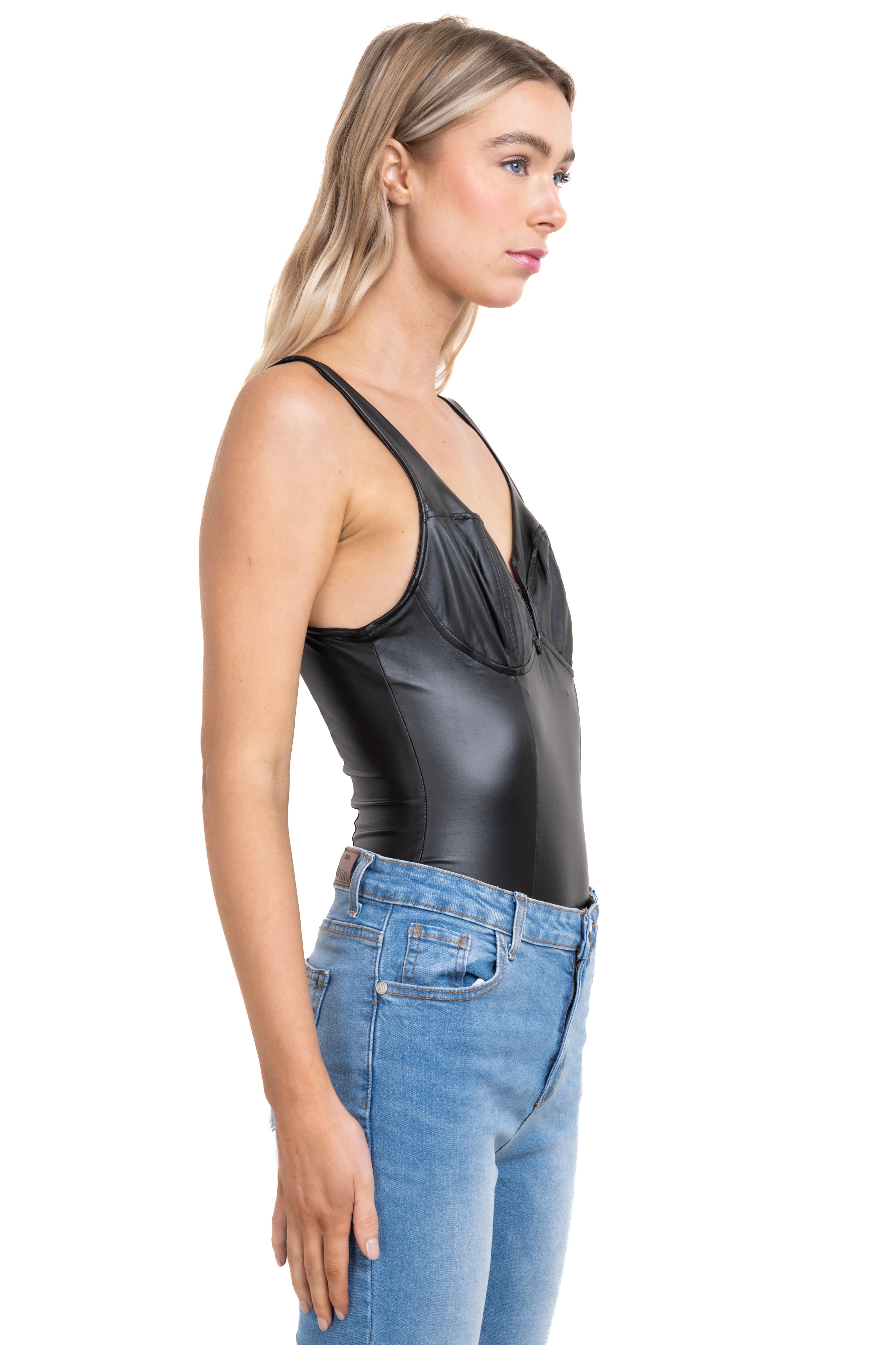Faux Leather Bodysuit