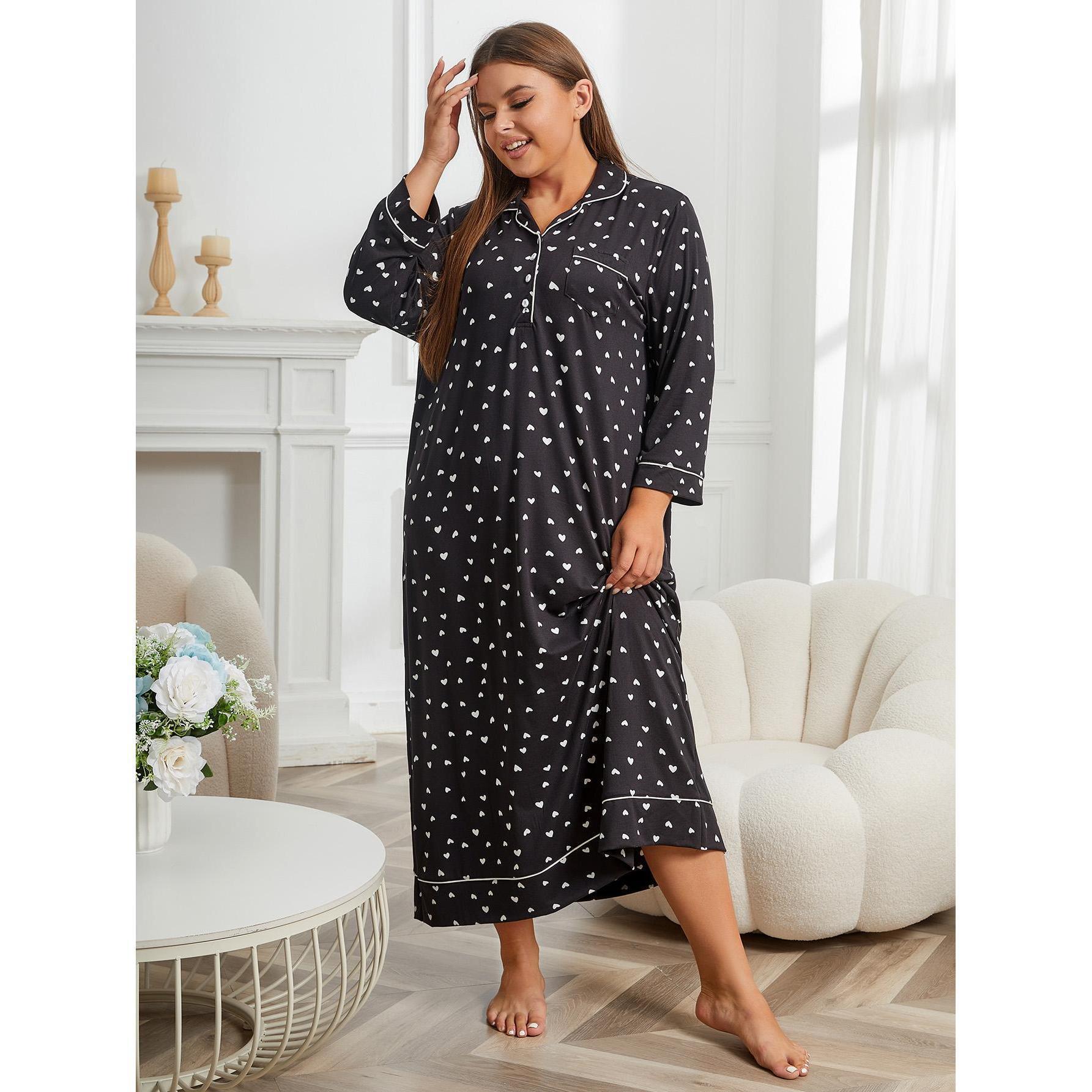 Plus Size Pajamas Women Autumn Winter Long Sleeve Nightdress Home Can Be Worn outside