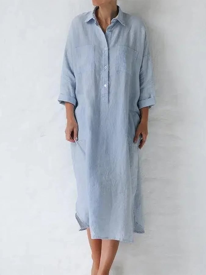 Cotton Slim Irregular Pocket Dress