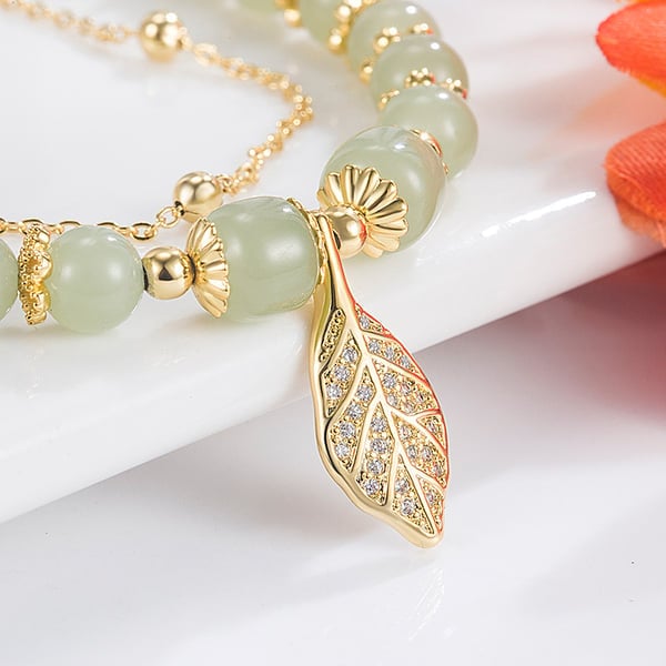 💞Last Day BUY 1 GET 1 FREE 💞--Wotian Jade Lucky Gold Leaf Bangle