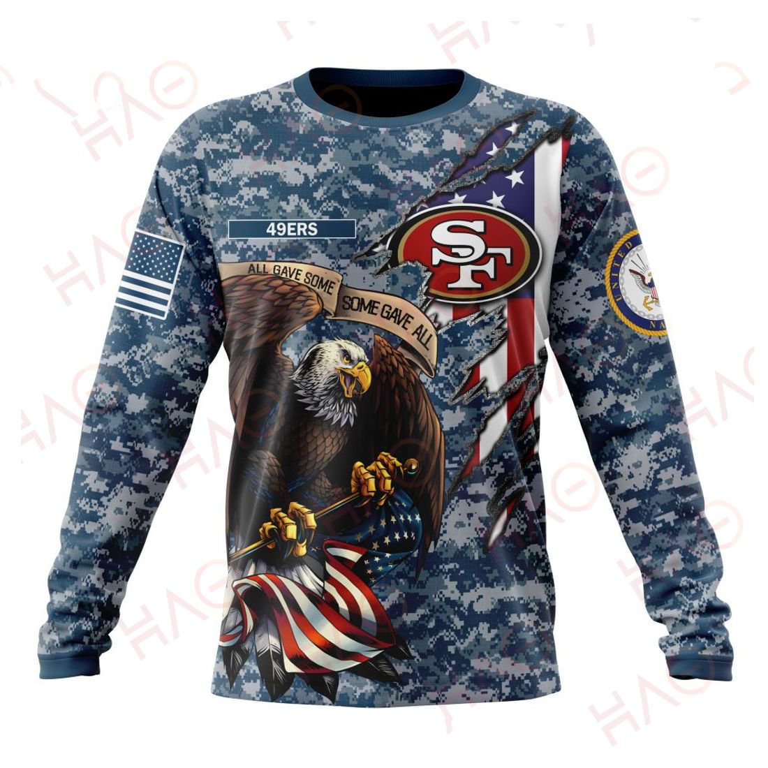 SAN FRANCISCO 49ERS 3D HOODIE US NAVY VETERANS