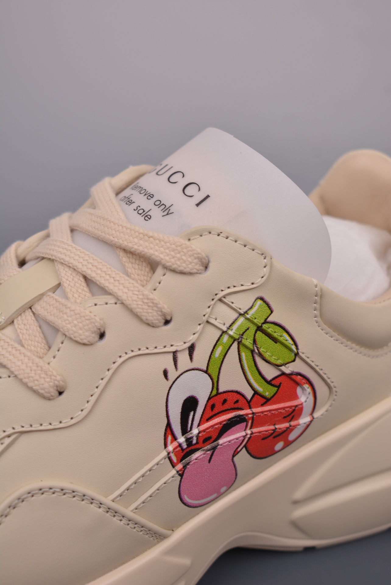 Gucci Leather Ivory Cherry Heart Print