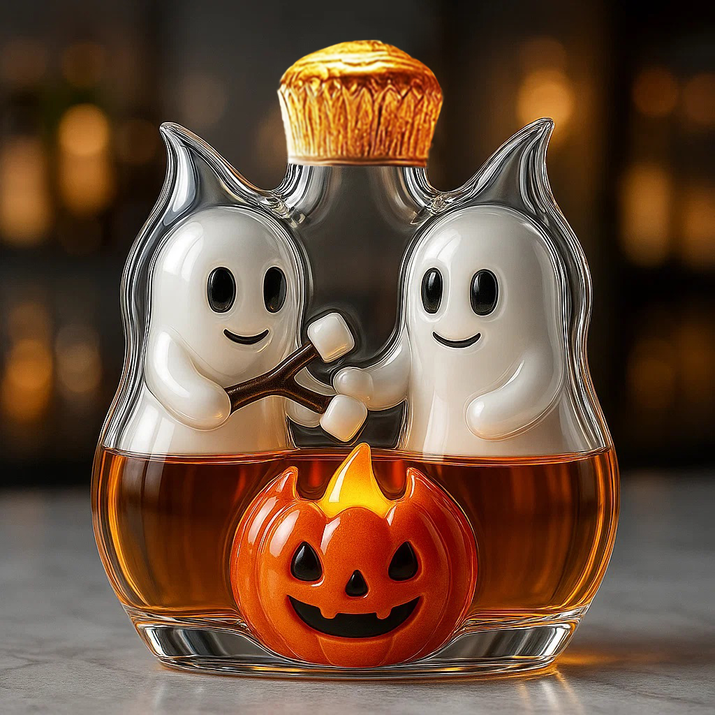 Halloween Ghost Campfire Gathering Limited Edition Whisky Bottle