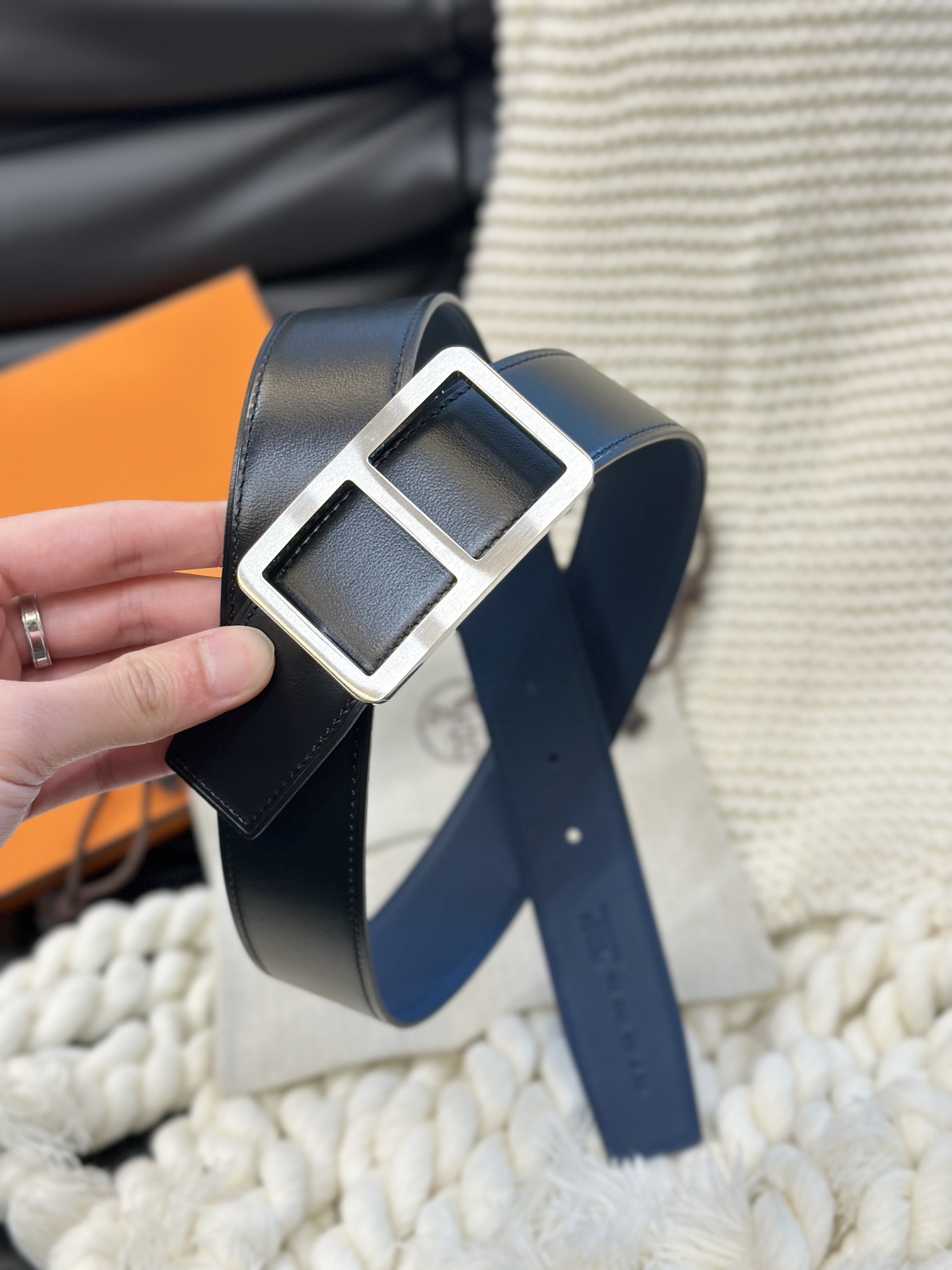 Hermès Men's Double-Faced Cowhide Belt
