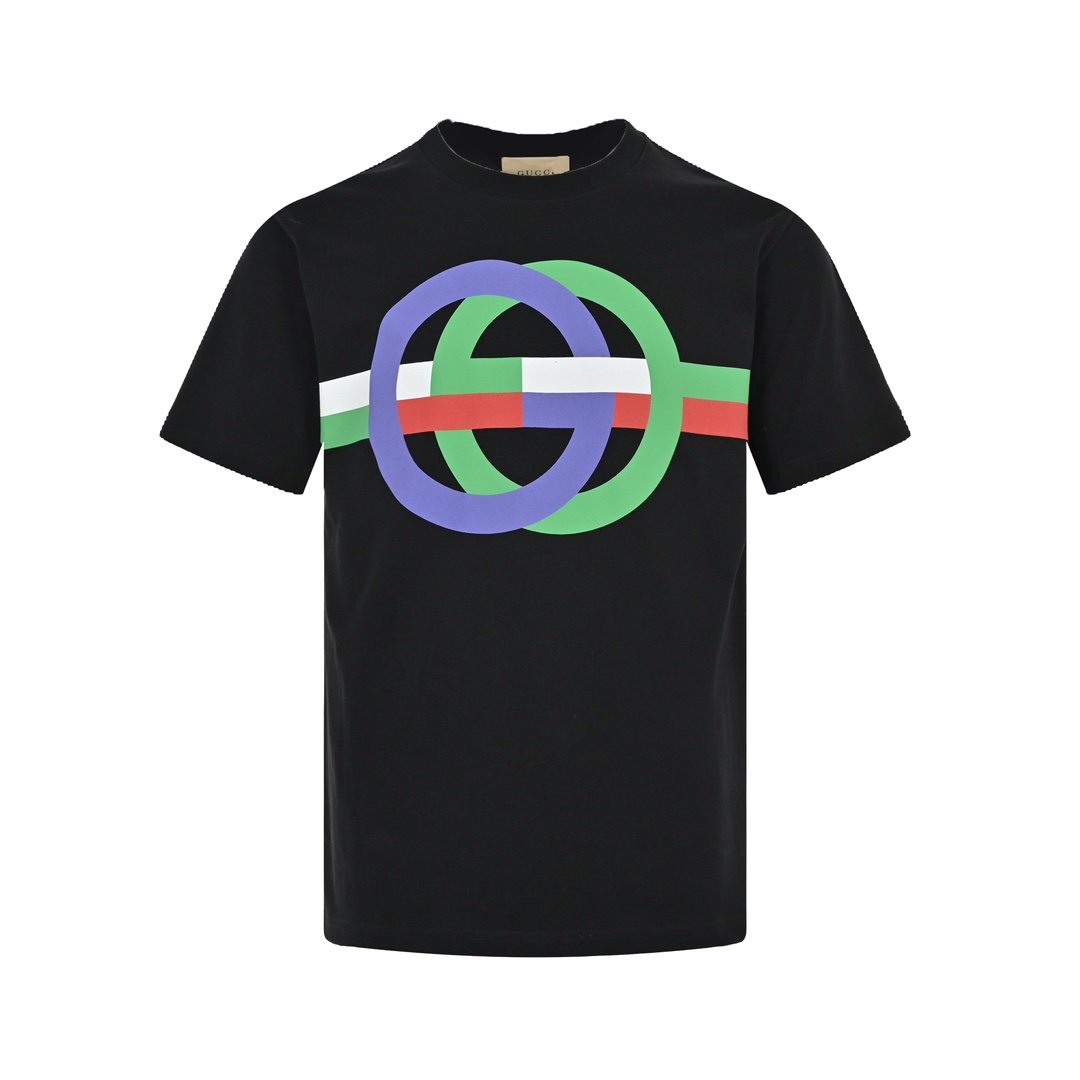 Gucci 23ss interlocking G colorblock logo print short sleeves