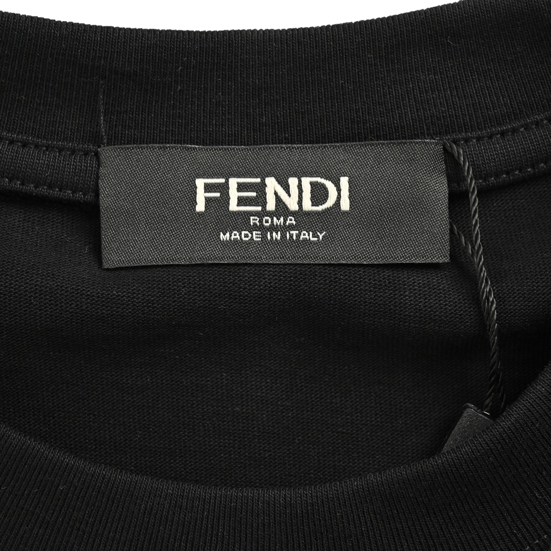 Fendi 24Fw short-sleeved shirt with contrasting double F logo embroidery on the chest
