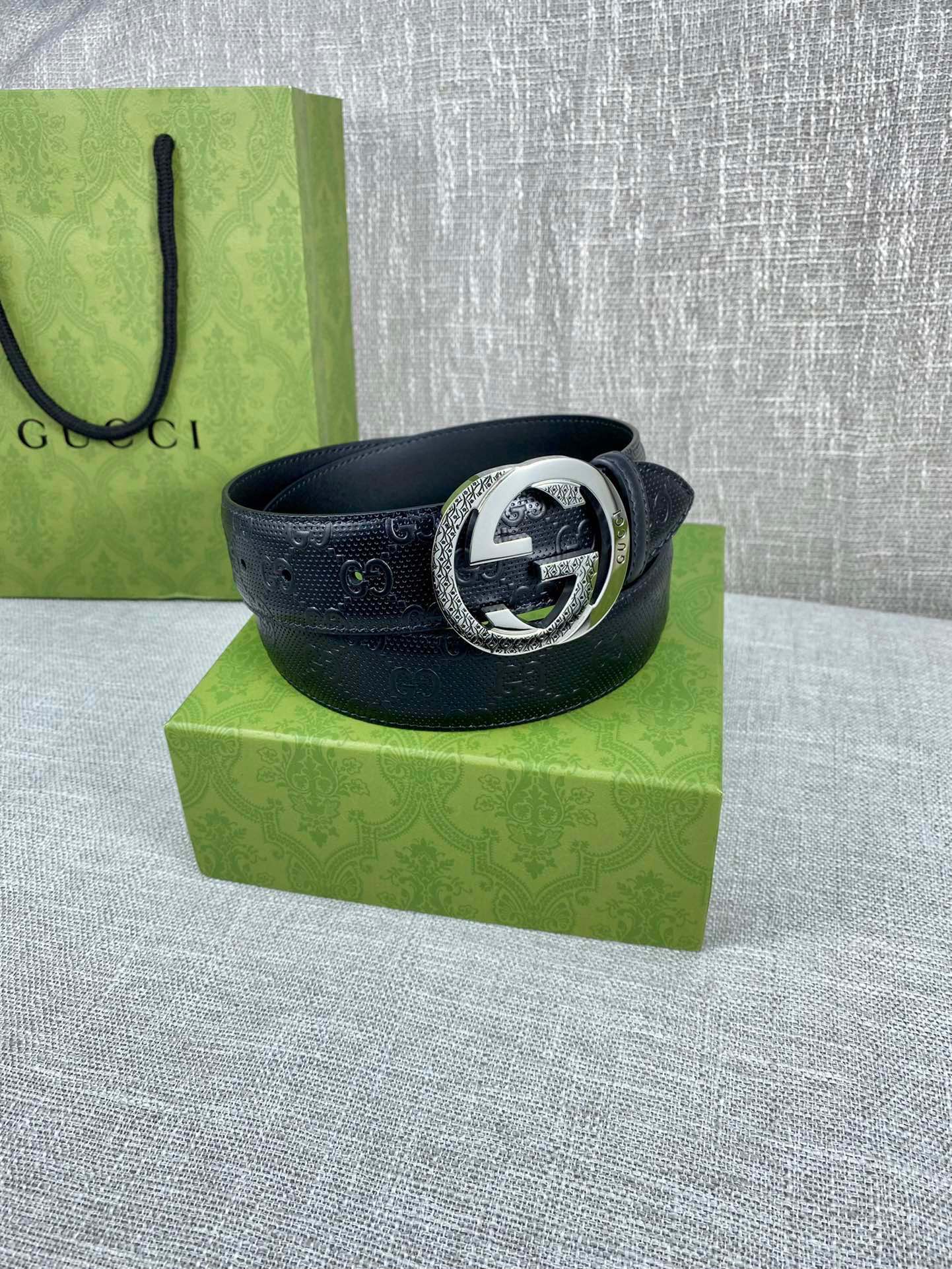 Gucci Signature printed leather belt width 4.0CM