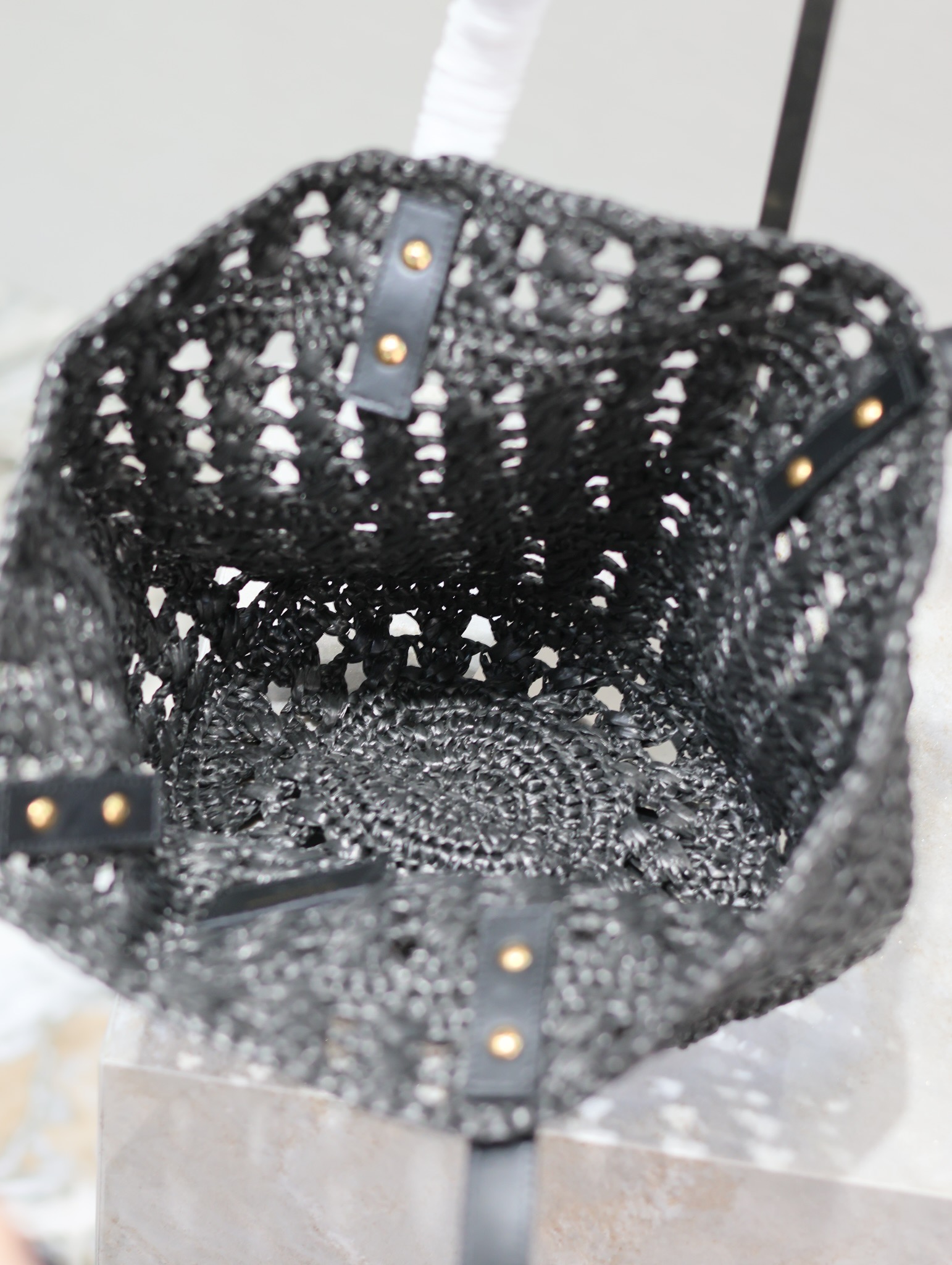 Yves Saint Laurent basket hollow straw tote bag 761461