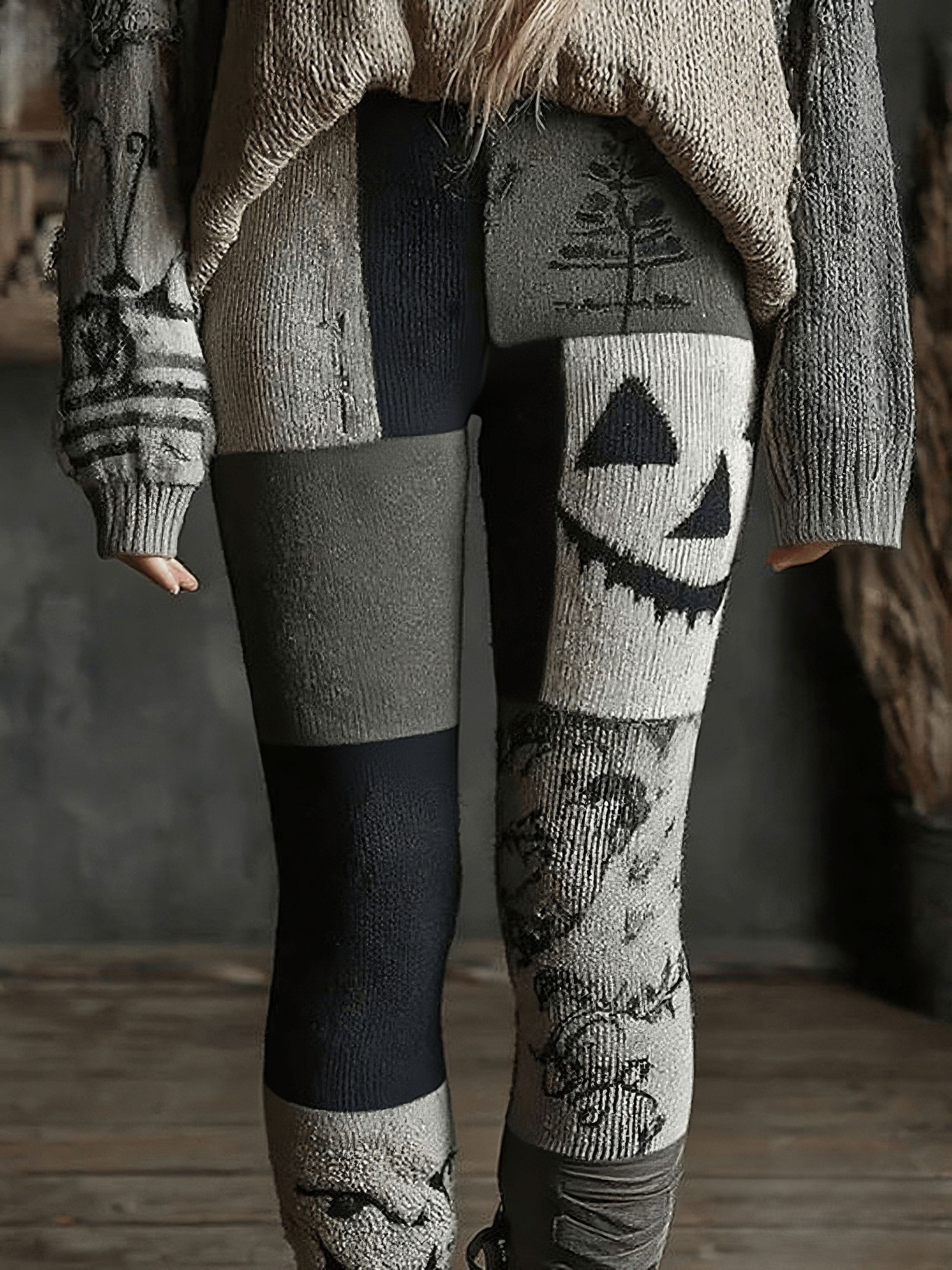 Women's Halloween Patchwork Print Leggings