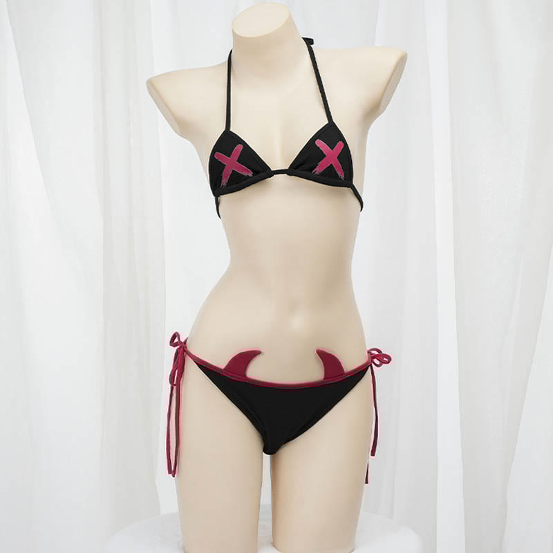 Demon Bikini Hoodie Lingerie Set