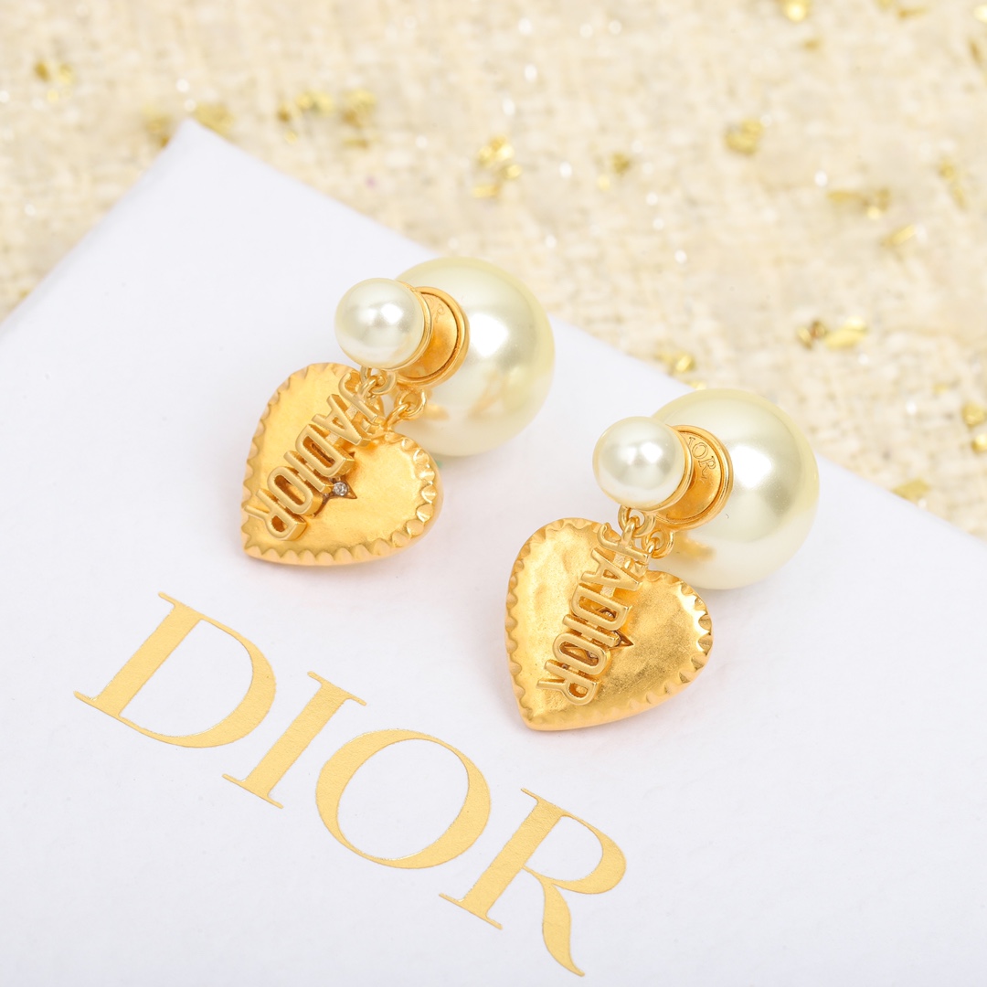 Dior Heart Pearl Earrings