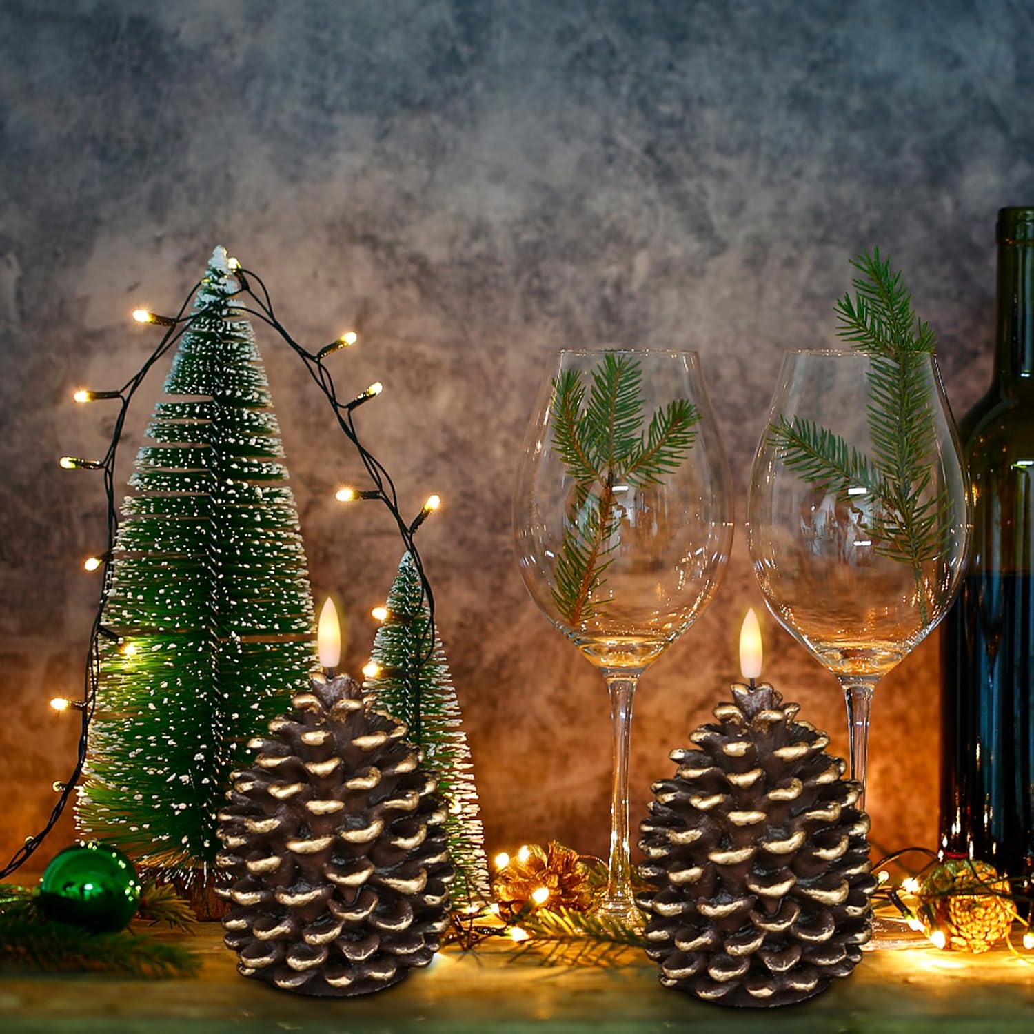 🎅2024 Christmas Promos🔥Flameless Pinecone Candles Battery Operated with 6 Hour Timer